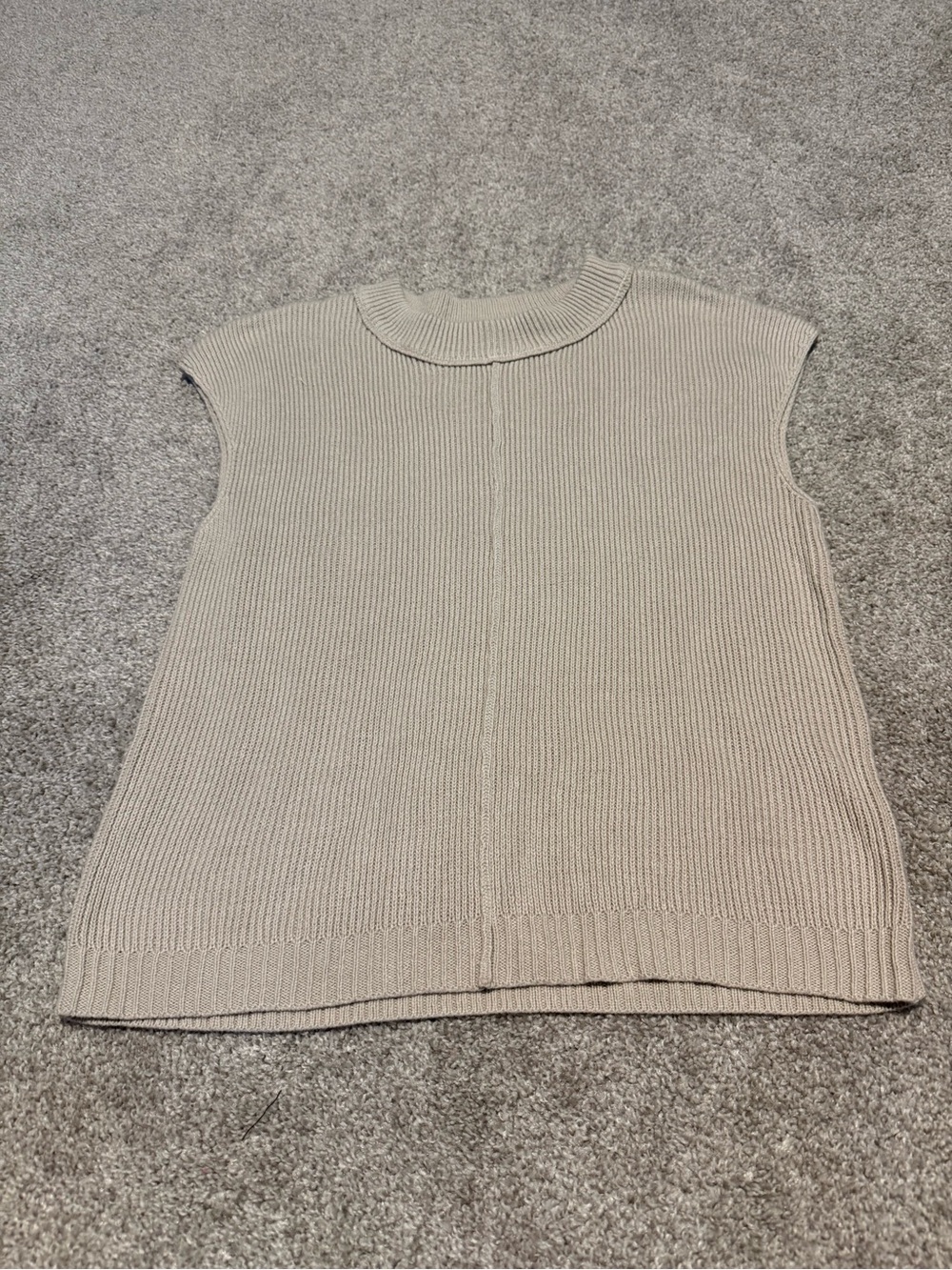 Blu Pepper Sleeveless Rib-Knit Shell Top in Beige